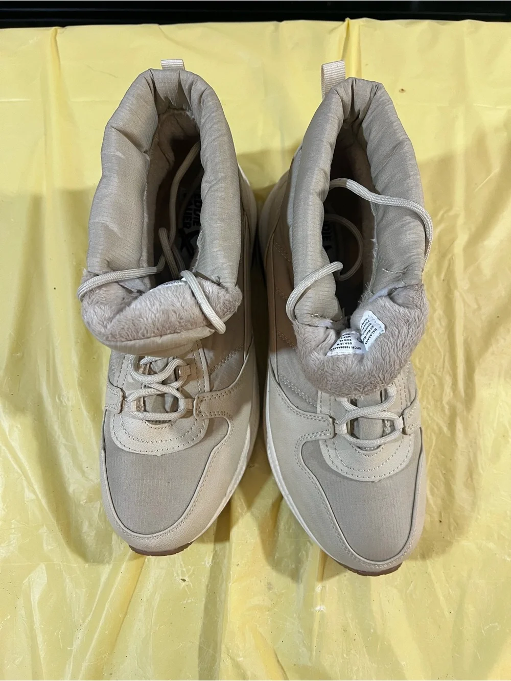 Women's Beige Faux-Fur Lined Winter Sneakers